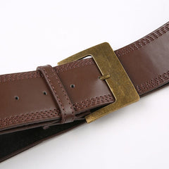 Stitch contrast buckle PU leather belt