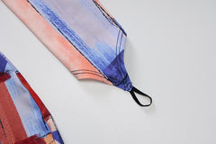 High neck printed mini dress