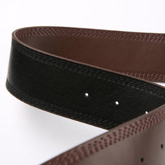 Stitch contrast buckle PU leather belt