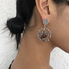 Spider stone drop earrings
