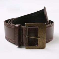 Stitch contrast buckle PU leather belt