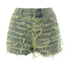 Button zip-up raw hem pocket medium rise denim shorts