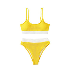 Contrast backless cami bikini swimwear