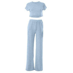 Solid crewneck short sleeve pocket pant set