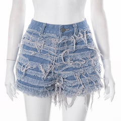 Button zip-up raw hem pocket medium rise denim shorts
