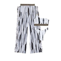 Tie dye ruffle padded one shoulder o ring contrast 3 piece swimwear