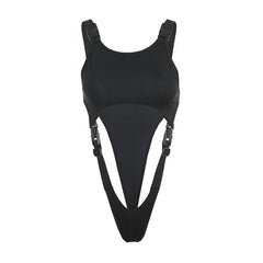 Solid button sleeveless bodysuit