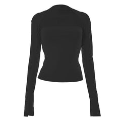 Solid long sleeve shrug slit 2 piece tube top