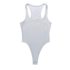 Ribbed sleeveless u neck solid bodysuit