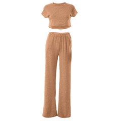 Solid crewneck short sleeve pocket pant set