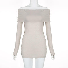 Ribbed off shoulder solid long sleeve stitch top