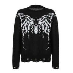Butterfly pattern contrast long sleeve crochet top