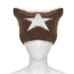 Contrast star pattern fluffy cap