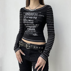 Striped patchwork long sleeve contrast stitch top