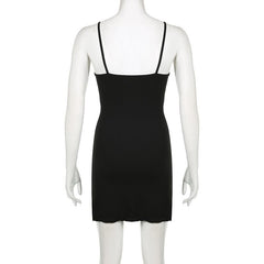 Rose pattern contrast v neck backless cami mini dress