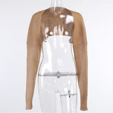 Knitted long sleeve cropped top