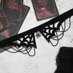 Spider web velvet layered choker necklace