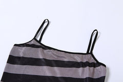 Contrast print square neck backless cami midi dress