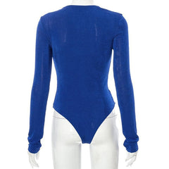 Long sleeve hollow out ruched asymmetrical bodysuit