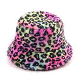 Leopard pattern fluffy fisherman bucket hat