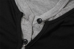 Patchwork long sleeve button v neck contrast crop top