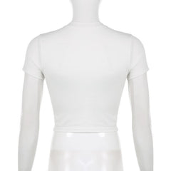 Cake pattern contrast short sleeve crewneck crop top - Final Sale