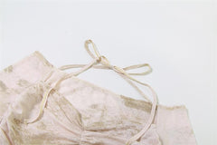 Tie dye off shoulder ruched halter contrast long sleeve top