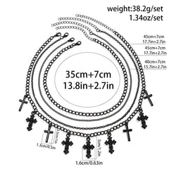 Cross pendant solid 4 pcs chain necklace