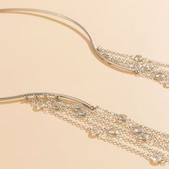 Stone pendant tassels open necklace