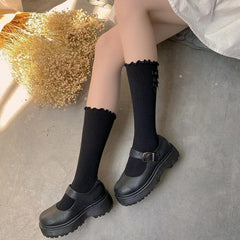 Ruffle bowknot long socks