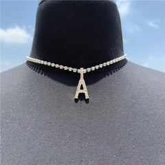 Initials pendant rhinestone chocker