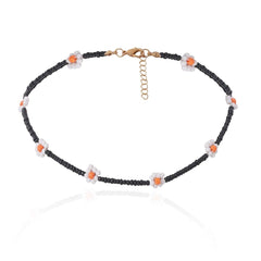 Flower beaded choker necklace