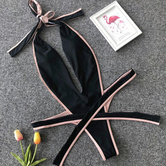 High waisted V neck swimwear bikini - Final Sale