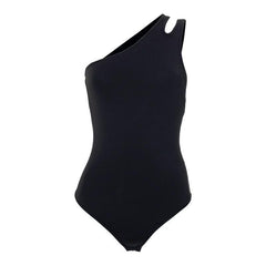 One shoulder solid open back bodysuit