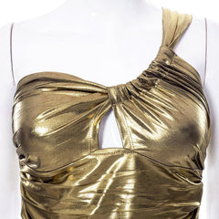 Hollow out ruched one shoulder crop top