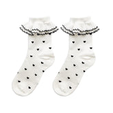 Heart pattern ruffle long socks