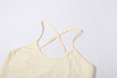Cross back hollow out backless cami cami dress