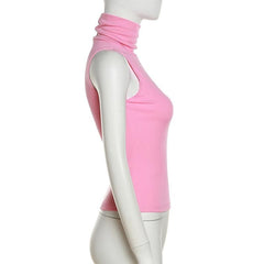 Solid sleeveless cowl neck top