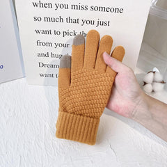 Touch screen plus fleece knitted full finger gloves