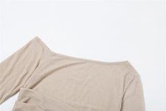 Long sleeve off shoulder ruched irregular mini dress