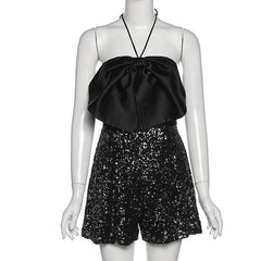 Halter A line glitter romper