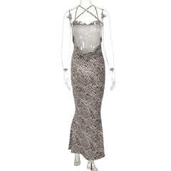 Corss back sleeveless contrast cowl neck backless midi dress