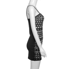 Contrast print sweetheart neck backless cami mini dress