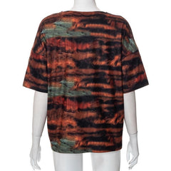 V neck comic pattern long sleeve contrast top