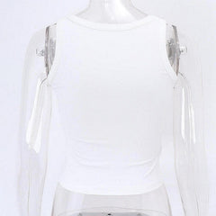 Sleeveless round neck abstract crop top