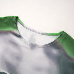 Long sleeve body print crewneck abstract contrast maxi dress