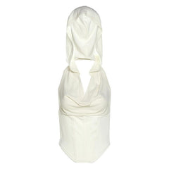 Corset solid hoodie cowl neck backless sleeveless top