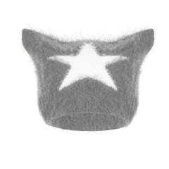 Contrast star pattern fluffy cap