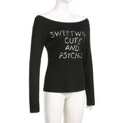 Long sleeve glitter off shoulder solid top