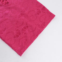 Halter o ring lace up lace backless hollow out solid mini dress